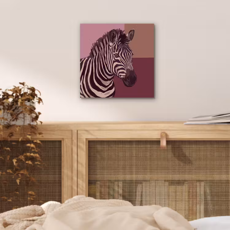 Dieren - Zebrahoofd - Wildlife - Modern - Bruin aluminium wit klein -sfeer3