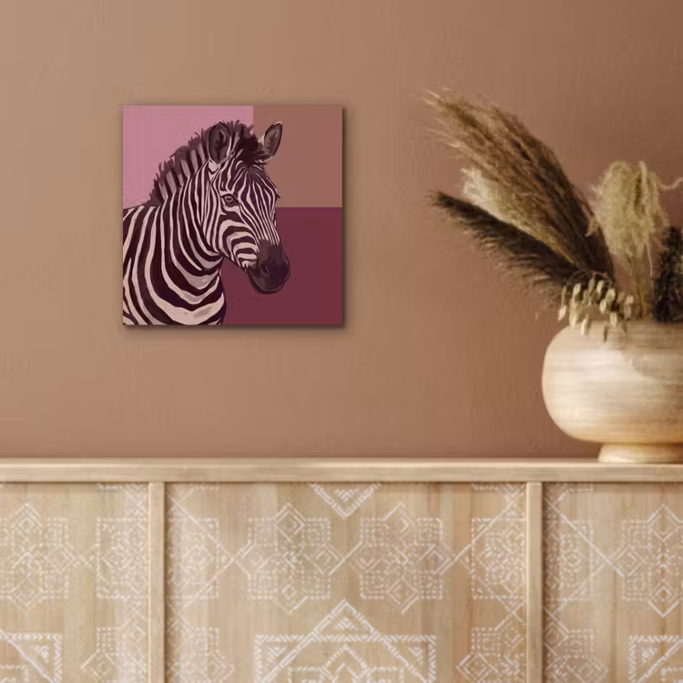 Dieren - Zebrahoofd - Wildlife - Modern - Bruin aluminium wit klein -sfeer4