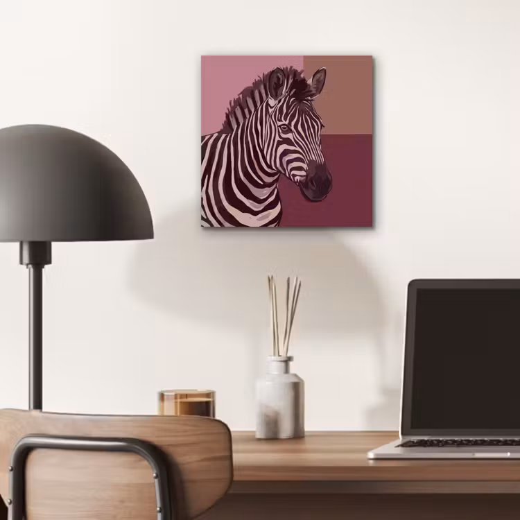 Dieren - Zebrahoofd - Wildlife - Modern - Bruin aluminium wit klein -sfeer5