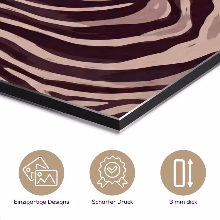 Dieren - Zebrahoofd - Wildlife - Modern - Bruin aluminium wit klein -closeup_DE
