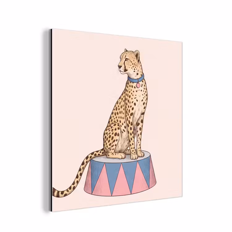 Dieren - Circus - Illustratie - Vintage - Roze aluminium wit klein -3d