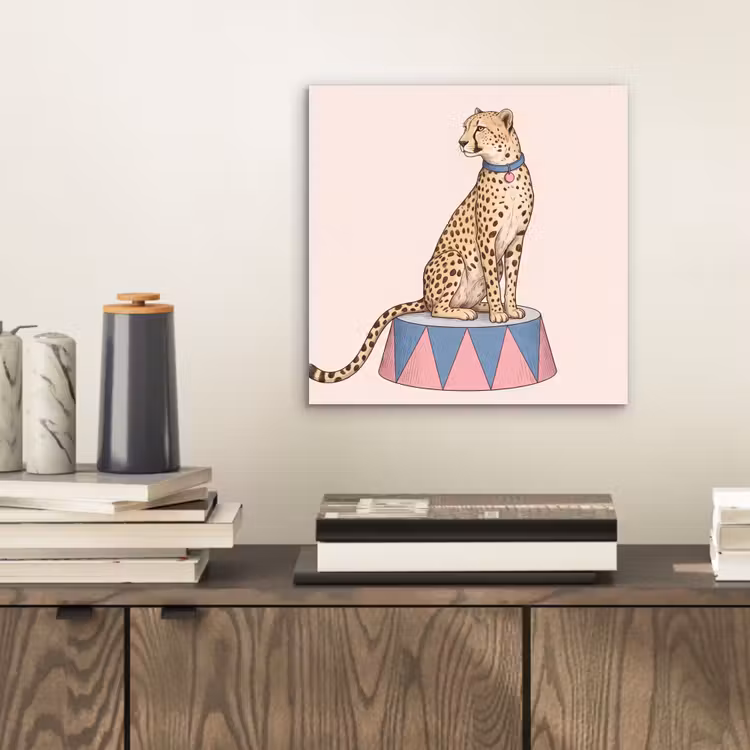 Dieren - Circus - Illustratie - Vintage - Roze aluminium wit klein -sfeer1
