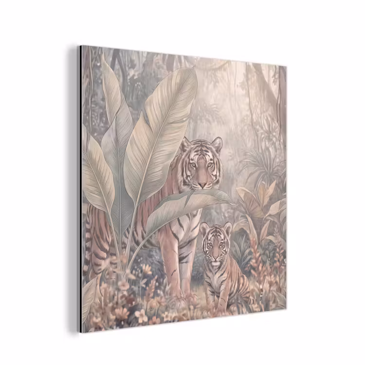 Tijger - Welp - Jungle - Illustratie - Dieren aluminium wit klein -3d