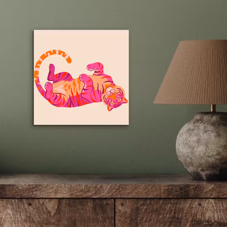 Tijger - Roze - Oranje aluminium wit klein -sfeer2