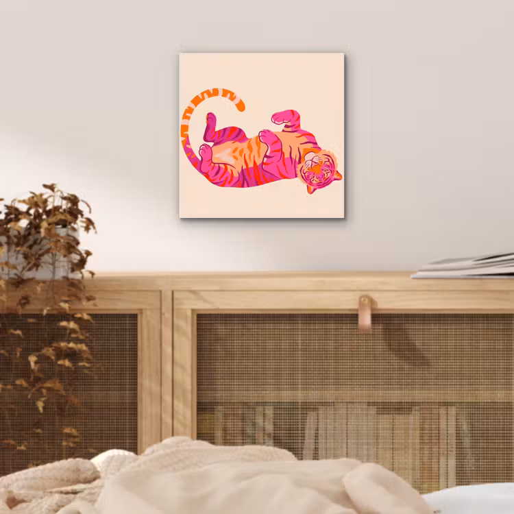 Tijger - Roze - Oranje aluminium wit klein -sfeer3