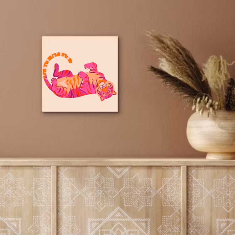 Tijger - Roze - Oranje aluminium wit klein -sfeer4