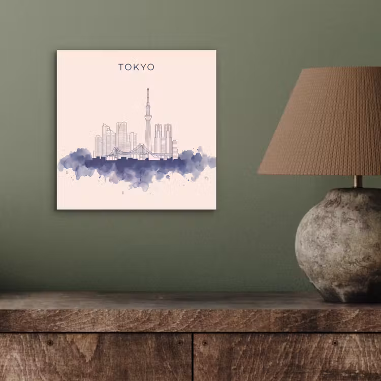 Tokyo - Skyline - Stad - Abstract - Blauw aluminium wit klein -sfeer2