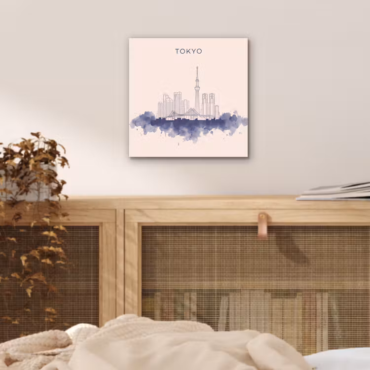 Tokyo - Skyline - Stad - Abstract - Blauw aluminium wit klein -sfeer3