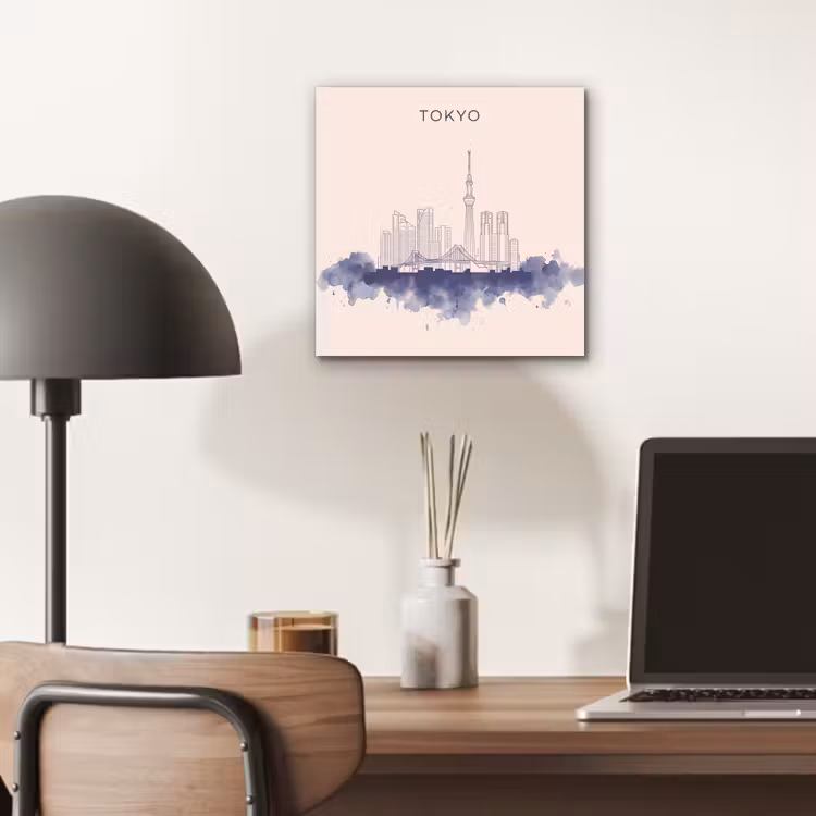 Tokyo - Skyline - Stad - Abstract - Blauw aluminium wit klein -sfeer5