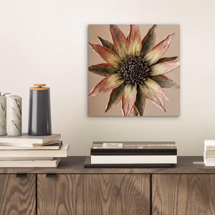 Droogbloem - Protea - Vintage - Beige - Rustiek aluminium wit klein -sfeer1