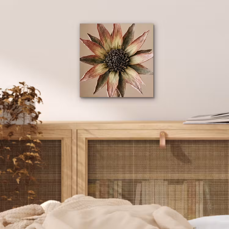 Droogbloem - Protea - Vintage - Beige - Rustiek aluminium wit klein -sfeer3