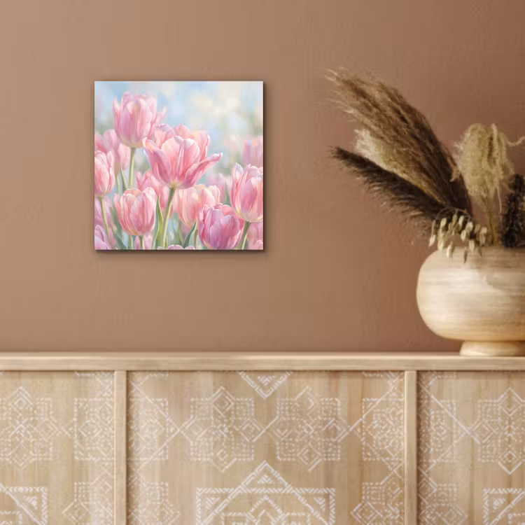 Tulpen - Veld - Lente - Roze aluminium wit klein -sfeer4