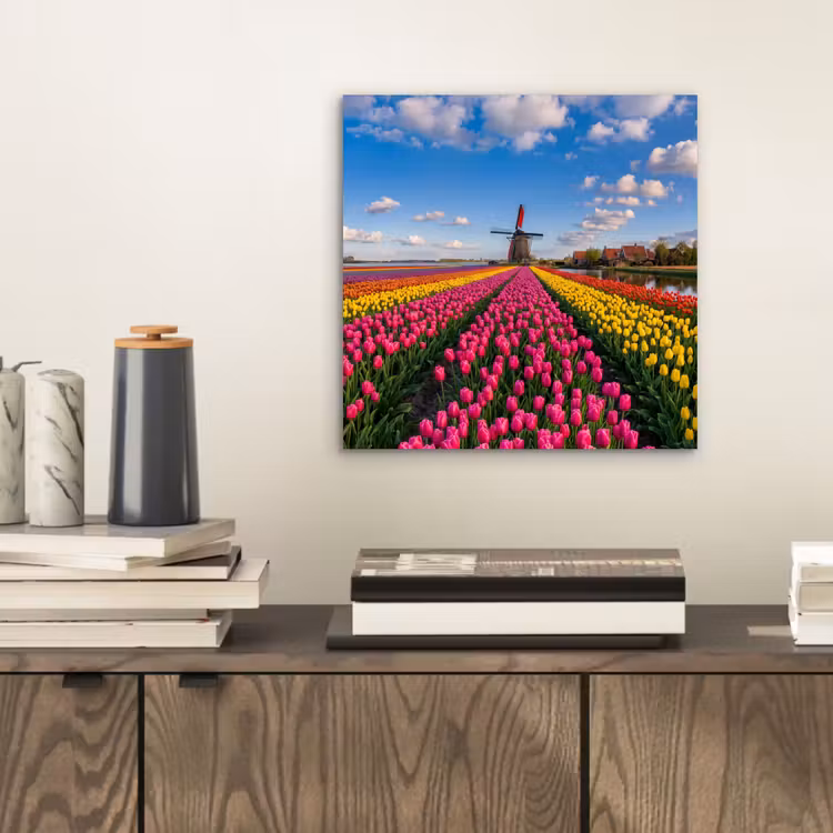 Tulpen - Holland - Molen - Kleurrijk aluminium wit klein -sfeer1