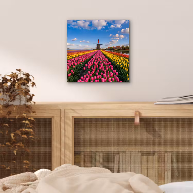 Tulpen - Holland - Molen - Kleurrijk aluminium wit klein -sfeer3
