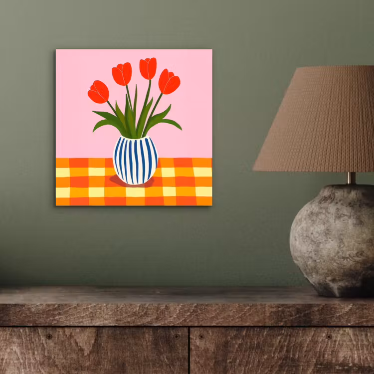 Tulpen - Roze - Vaas aluminium wit klein -sfeer2