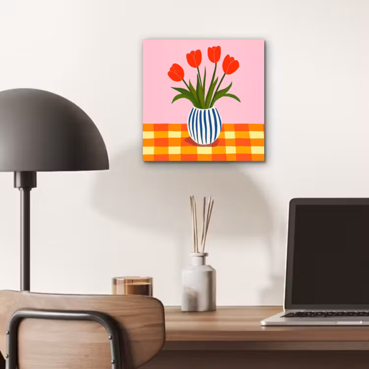 Tulpen - Roze - Vaas aluminium wit klein -sfeer5