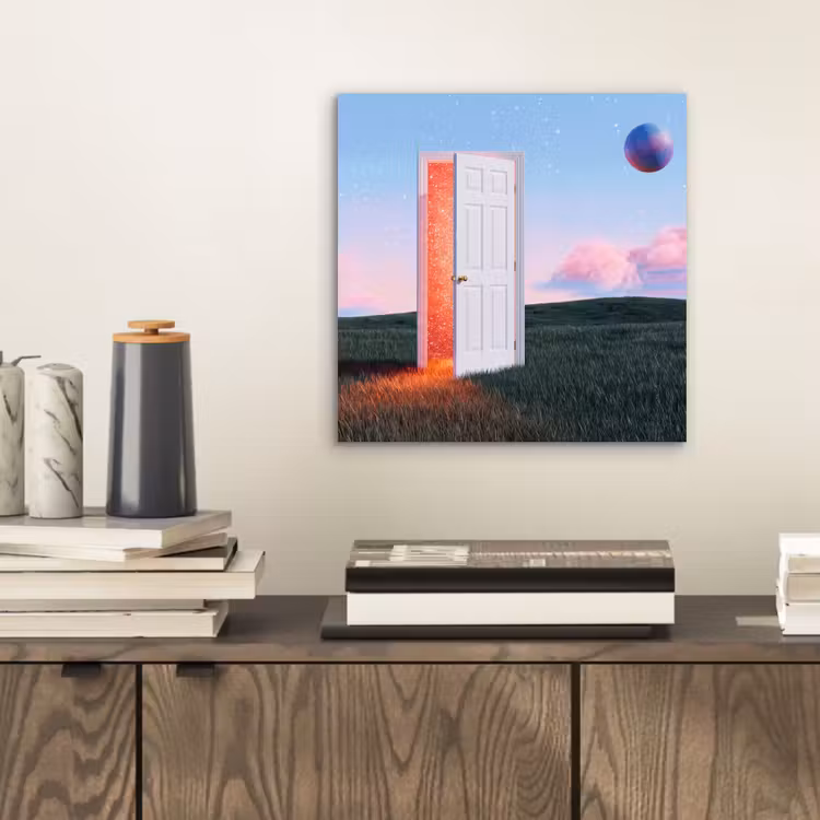 Alu-Dibond-Bild - Tür – Fantasie – Raum - Deur - Fantasie - Ruimte aluminium wit klein