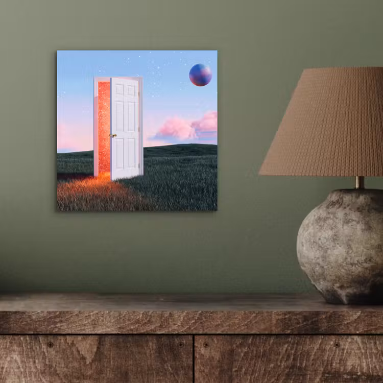Alu-Dibond-Bild - Tür – Fantasie – Raum - Deur - Fantasie - Ruimte aluminium wit klein