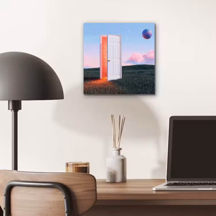 Alu-Dibond-Bild - Tür – Fantasie – Raum - Deur - Fantasie - Ruimte aluminium wit klein