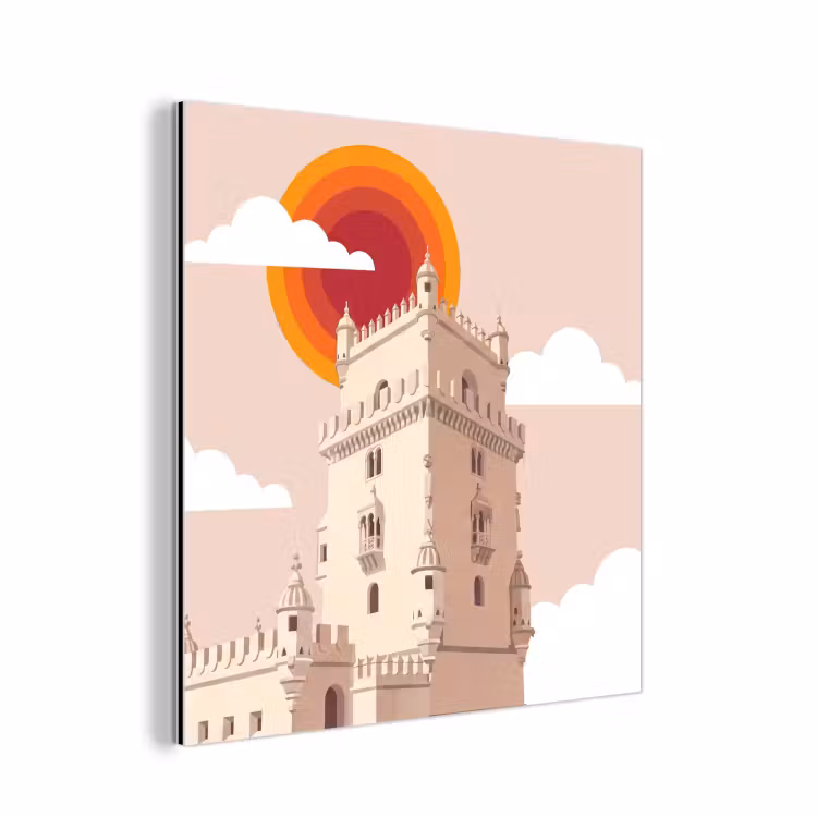Toren - Rivier - Architectuur - Modern - Oranje aluminium wit klein -3d