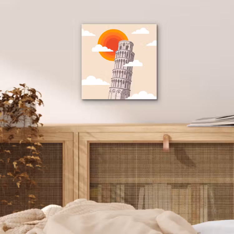 Toren - Pisa - Architectuur - Minimalistisch - Beige aluminium wit klein -sfeer3