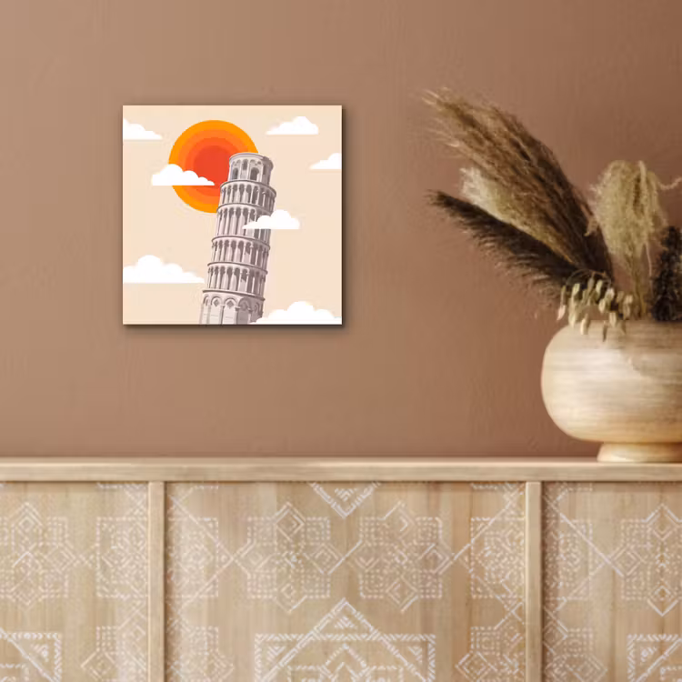 Toren - Pisa - Architectuur - Minimalistisch - Beige aluminium wit klein -sfeer4