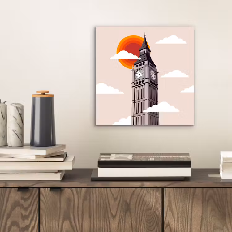 Toren - Klok - Londen - Architectuur - Retro aluminium wit klein -sfeer1