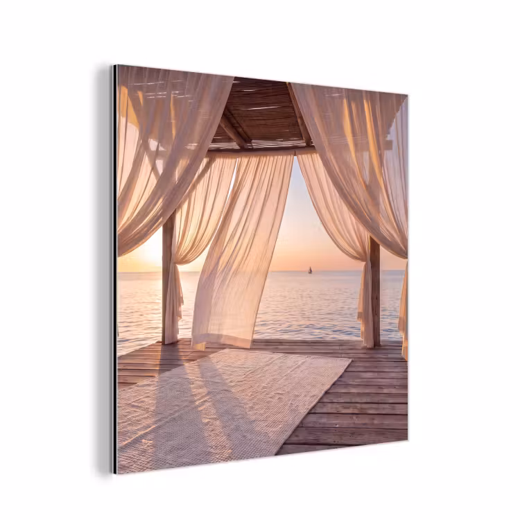 Overkapping - Zee - Zonsondergang - Vakantie - Rust aluminium wit klein -3d
