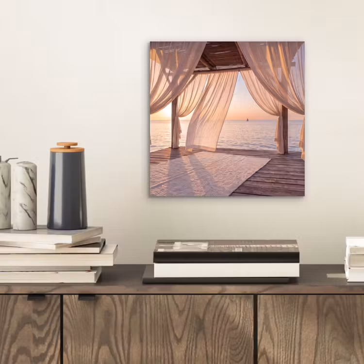 Overkapping - Zee - Zonsondergang - Vakantie - Rust aluminium wit klein -sfeer1
