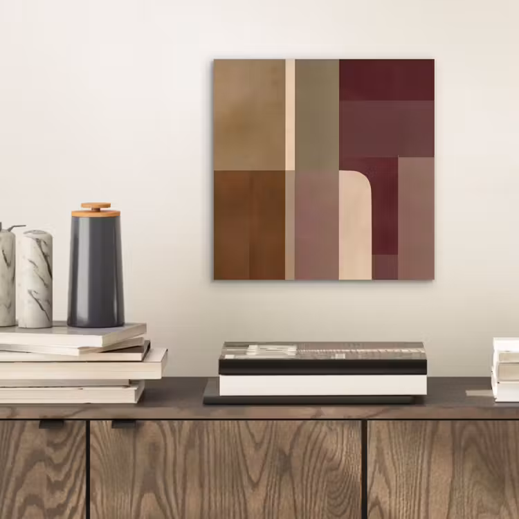 Vlakken - Abstract - Bordeaux - Lijnen aluminium wit klein -sfeer1