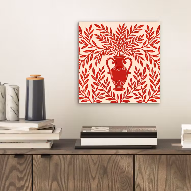 Vaas - Planten - Decoratie - Abstract - Rood aluminium wit klein -sfeer1