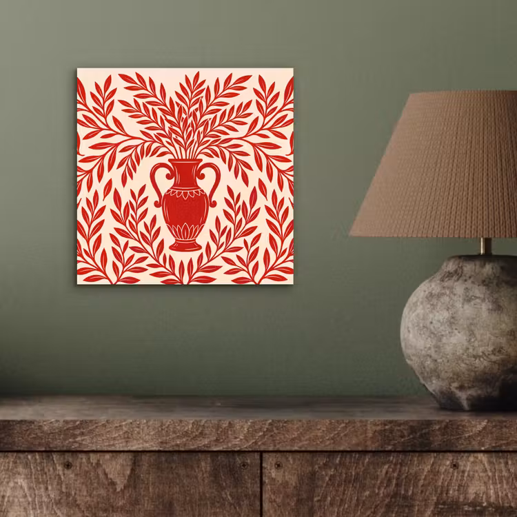 Vaas - Planten - Decoratie - Abstract - Rood aluminium wit klein -sfeer2