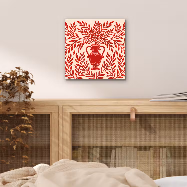 Vaas - Planten - Decoratie - Abstract - Rood aluminium wit klein -sfeer3