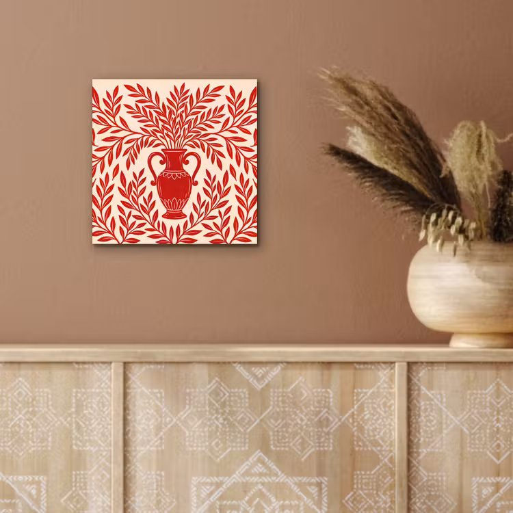 Vaas - Planten - Decoratie - Abstract - Rood aluminium wit klein -sfeer4