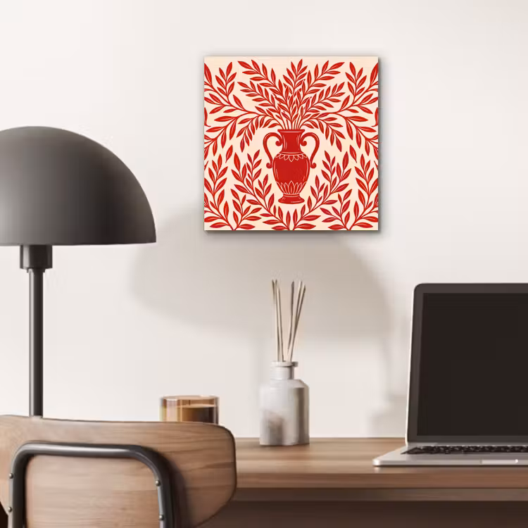 Vaas - Planten - Decoratie - Abstract - Rood aluminium wit klein -sfeer5