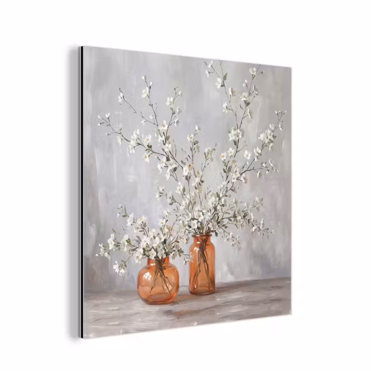 Vazen - Bloemen - Oranje aluminium wit klein -3d