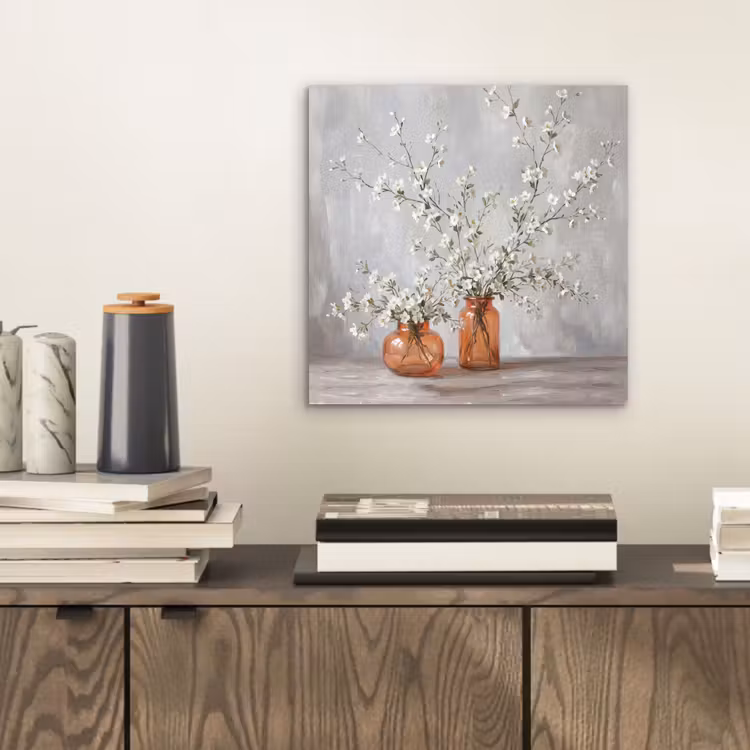 Vazen - Bloemen - Oranje aluminium wit klein -sfeer1