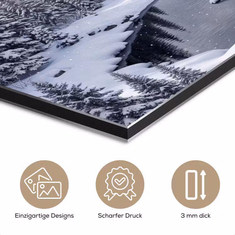 Sneeuwlandschap - Bergen - Rivier - Winter aluminium wit klein -closeup_DE