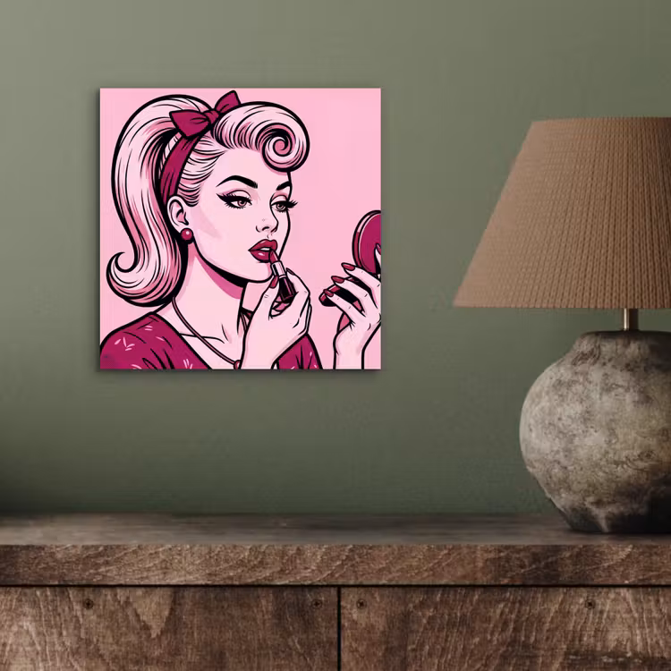 Vintage - Vrouw - Roze aluminium wit klein -sfeer2