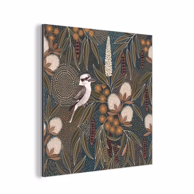 Vogel - Bladeren - Natuur - Illustratie - Groen aluminium wit klein -3d