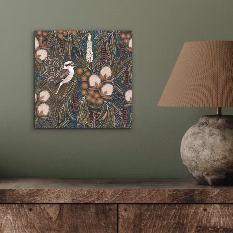 Vogel - Bladeren - Natuur - Illustratie - Groen aluminium wit klein -sfeer2