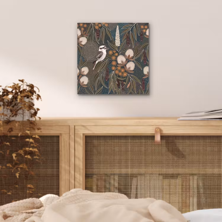 Vogel - Bladeren - Natuur - Illustratie - Groen aluminium wit klein -sfeer3