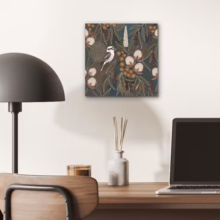 Vogel - Bladeren - Natuur - Illustratie - Groen aluminium wit klein -sfeer5
