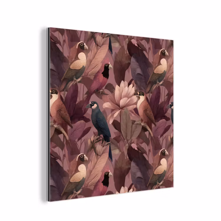 Vogels - Bladeren - Roze aluminium wit klein 46 -3d