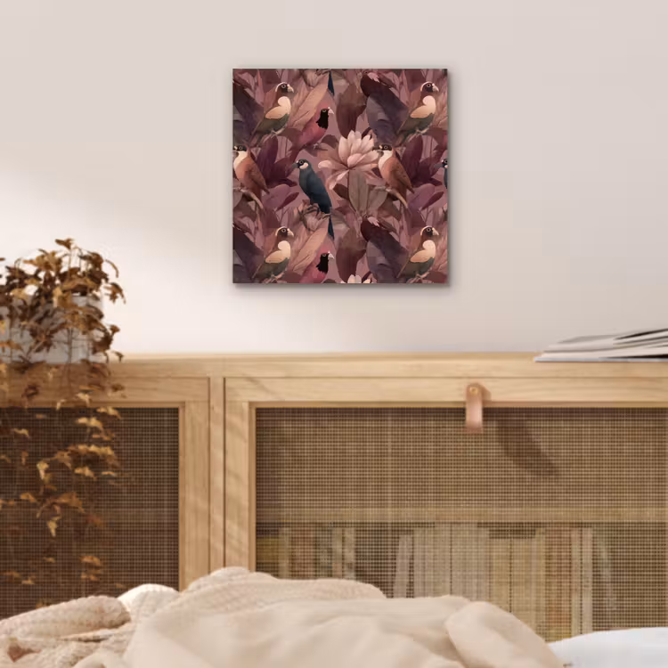 Vogels - Bladeren - Roze aluminium wit klein 46 -sfeer3