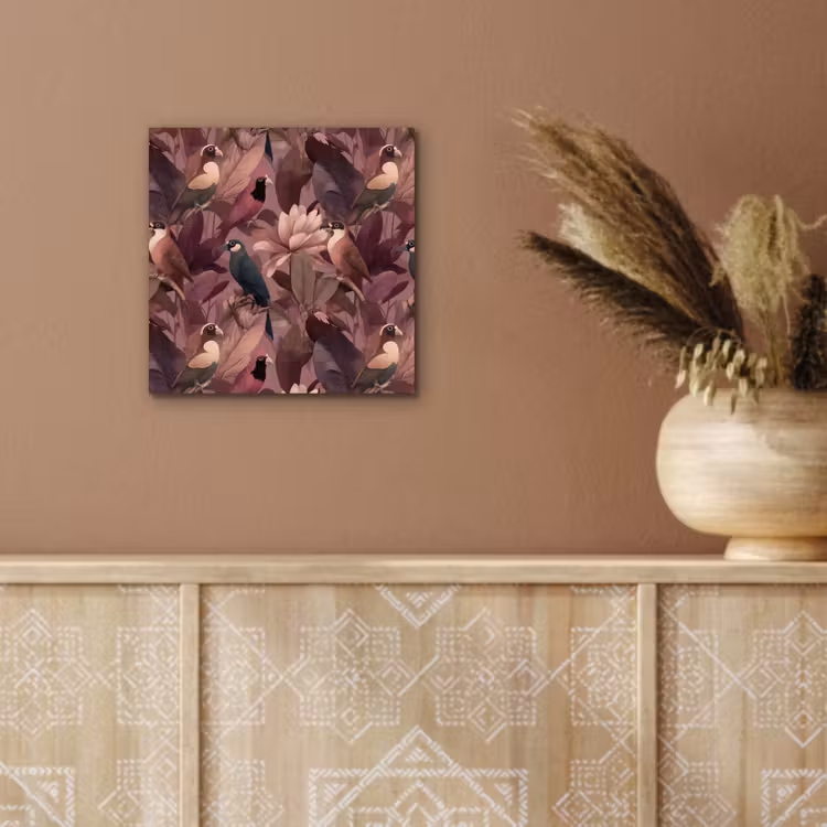 Vogels - Bladeren - Roze aluminium wit klein 46 -sfeer4