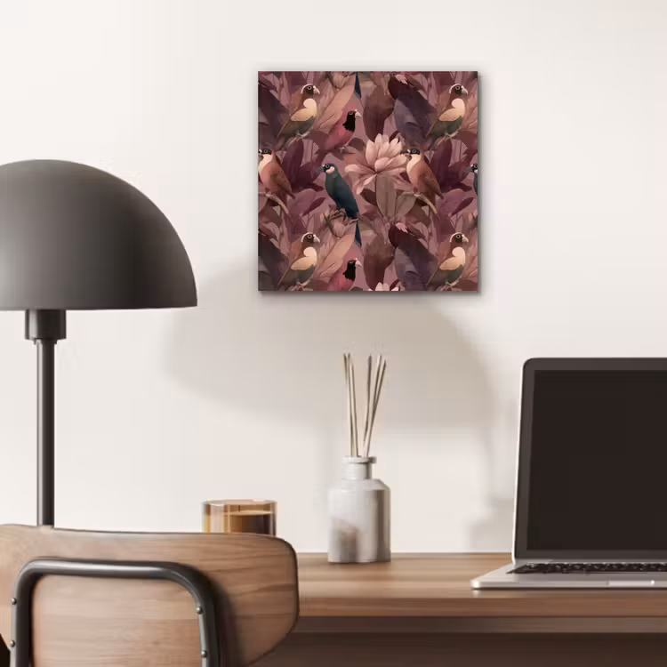 Vogels - Bladeren - Roze aluminium wit klein 46 -sfeer5
