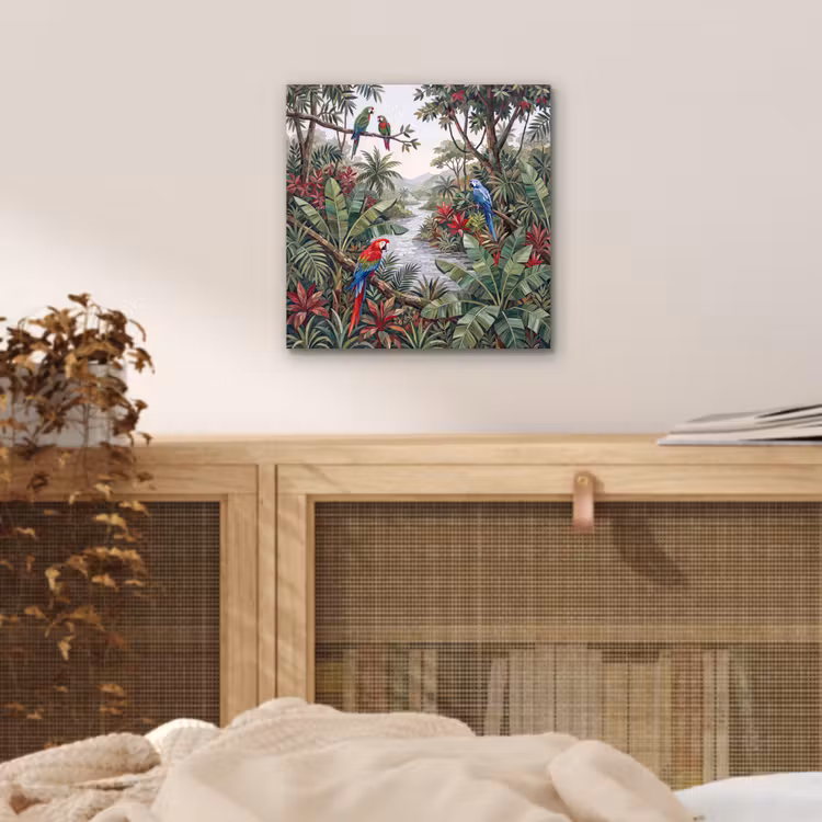 Vogel - Jungle - Natuur - Mozaïek - Groen aluminium wit klein -sfeer3