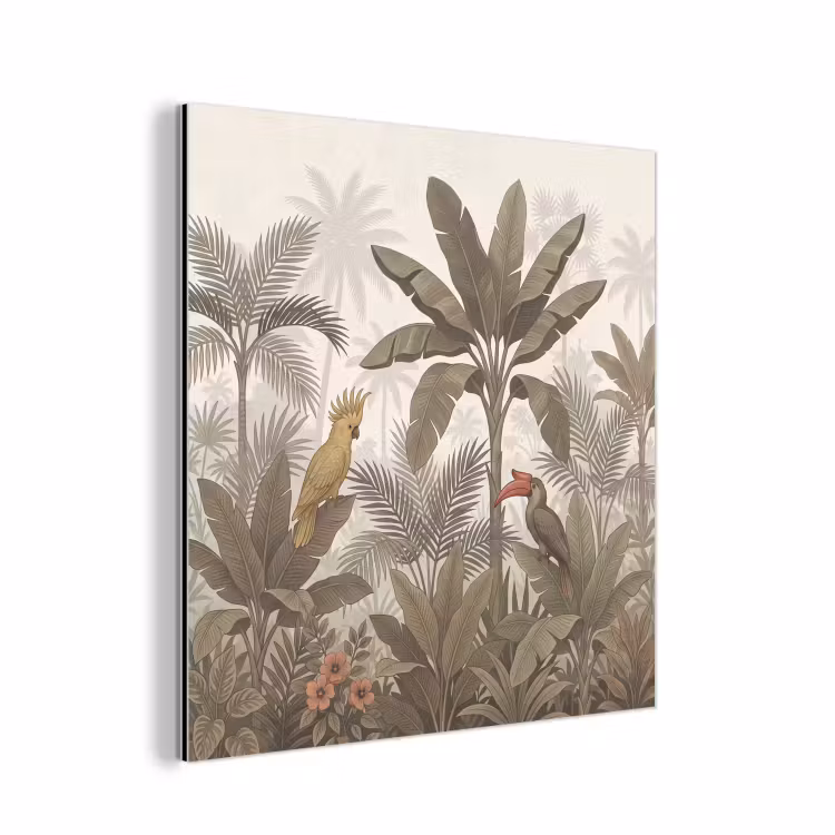 Vogel - Jungle - Tropisch - Illustratie - Groen aluminium wit klein -3d