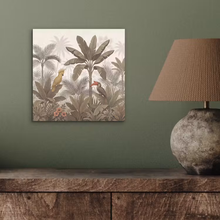 Vogel - Jungle - Tropisch - Illustratie - Groen aluminium wit klein -sfeer2
